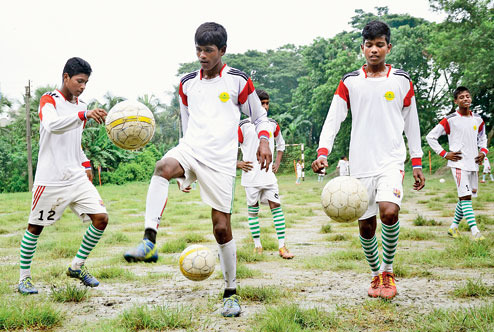 The Deeksha boys train at Dihi village in Sonarpu